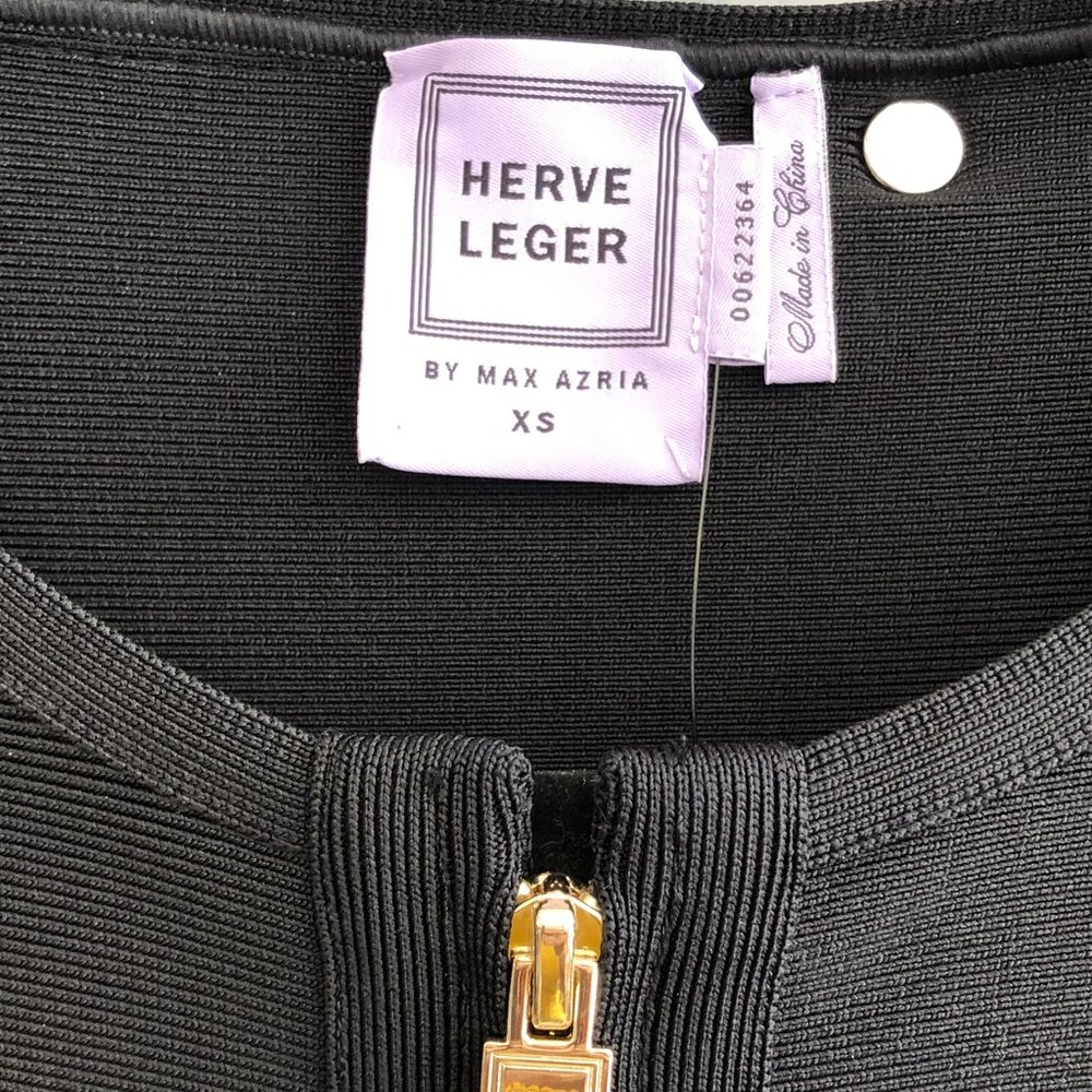 HERVE LEGER Blk Zip Front "Jaelynn" Blazer/Jacket - Picture 4 of 7